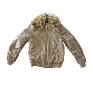 Vero Moda Faux Fur Collar Olive Bomber Jacket Size S